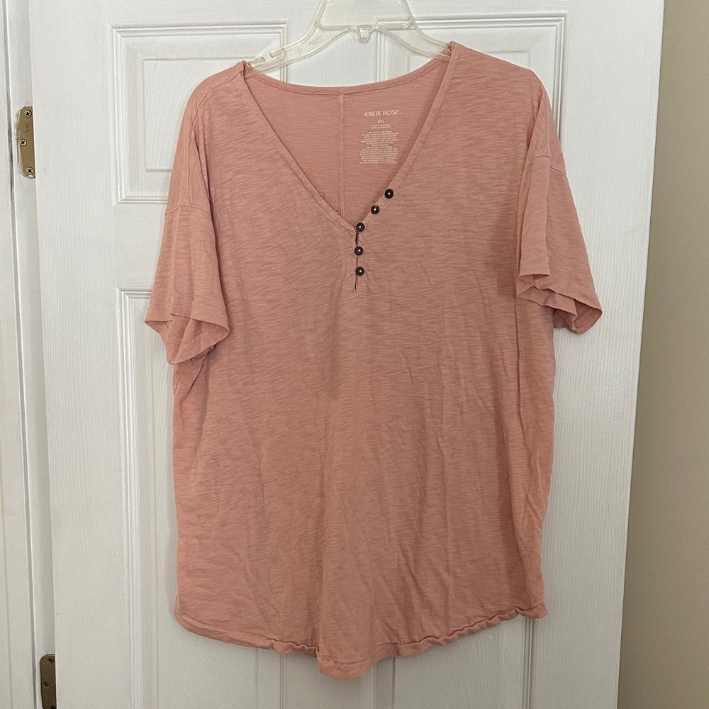 Knox Rose Blush V-Neck Short Sleeve Top